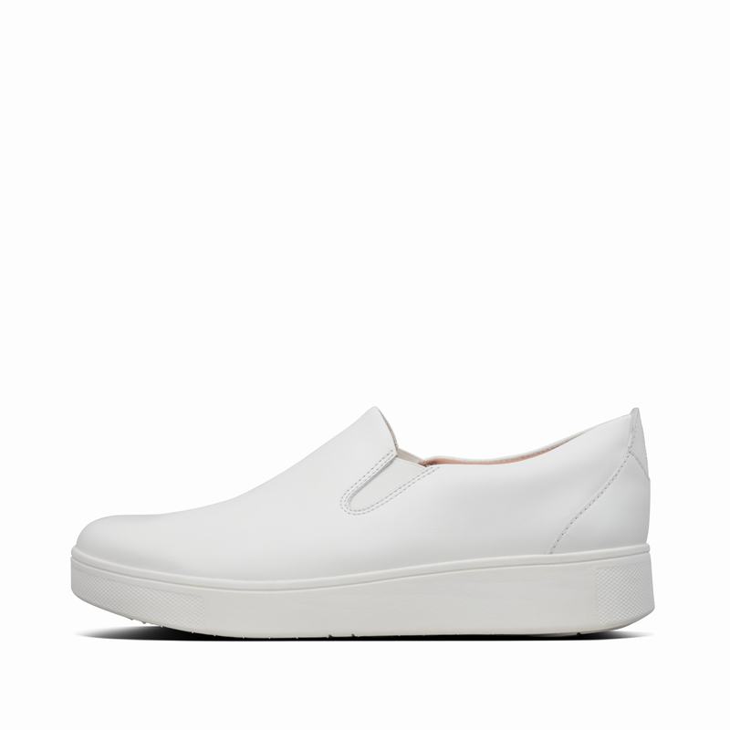 FitFlop Rally Leder Slip On Weiß - FitFlop Sneaker Damen Sale [MWBC-31452]